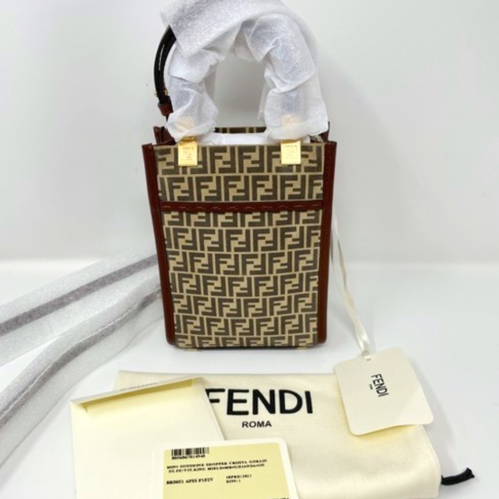 Brand New Fendi Mini Sunshine Suede Tote